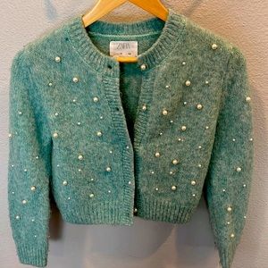 Zara girls pearl cardigan